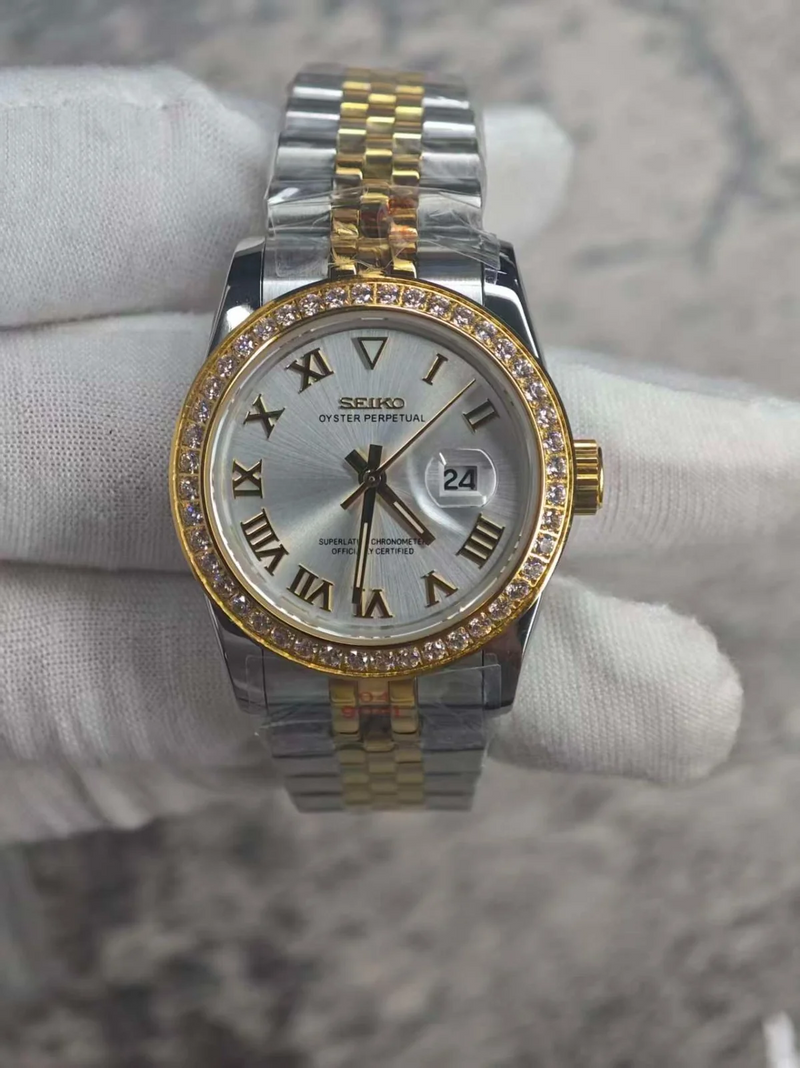 Seiko Mod Ladyjust â€“ Two-Tone Silver Roman Diamond reference view 1