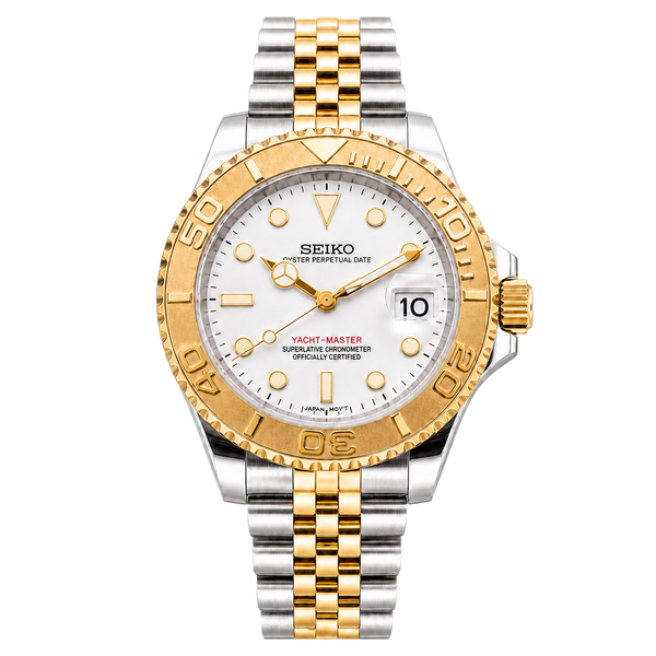 Seiko Mod Yacht-Master – Two-Tone Gold White Dial