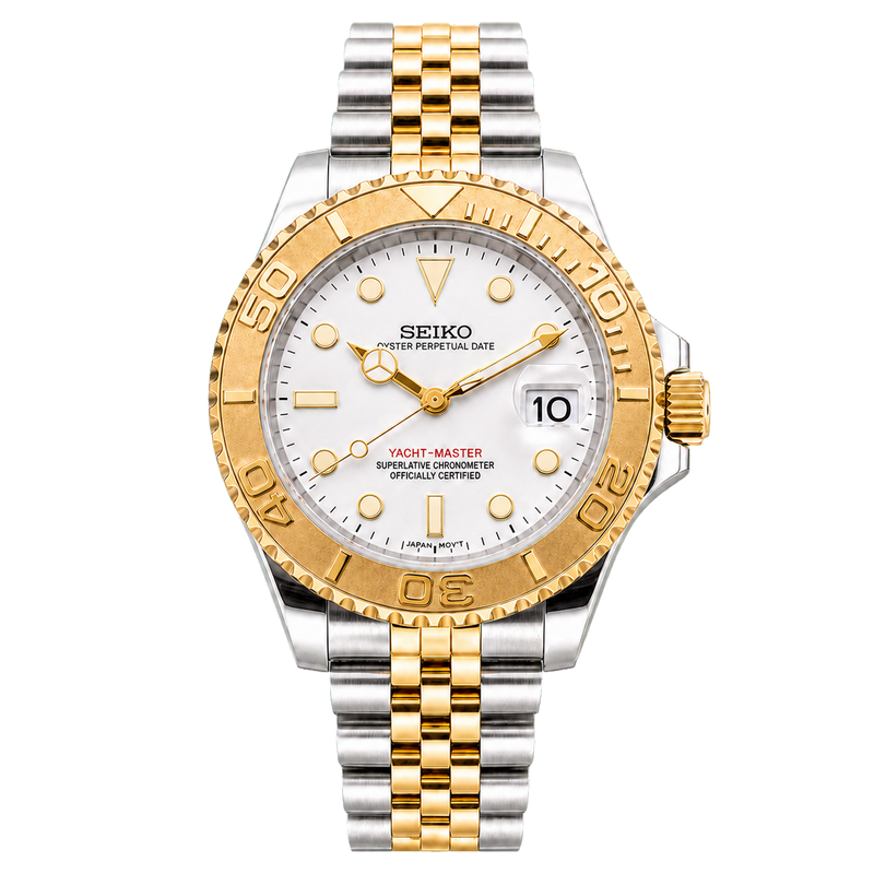 Seiko Mod Yacht-Master – Two-Tone Gold White Dial