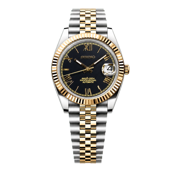 Seiko Mod Datejust - Black Roman Two-Tone