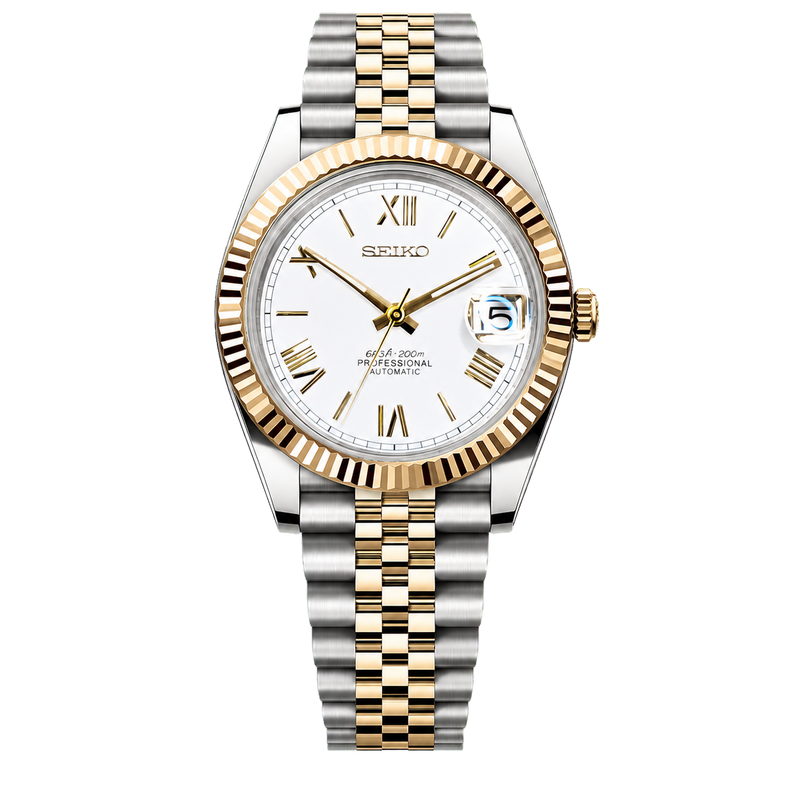 Seiko Mod Datejust - Bright Roman Two-Tone watch