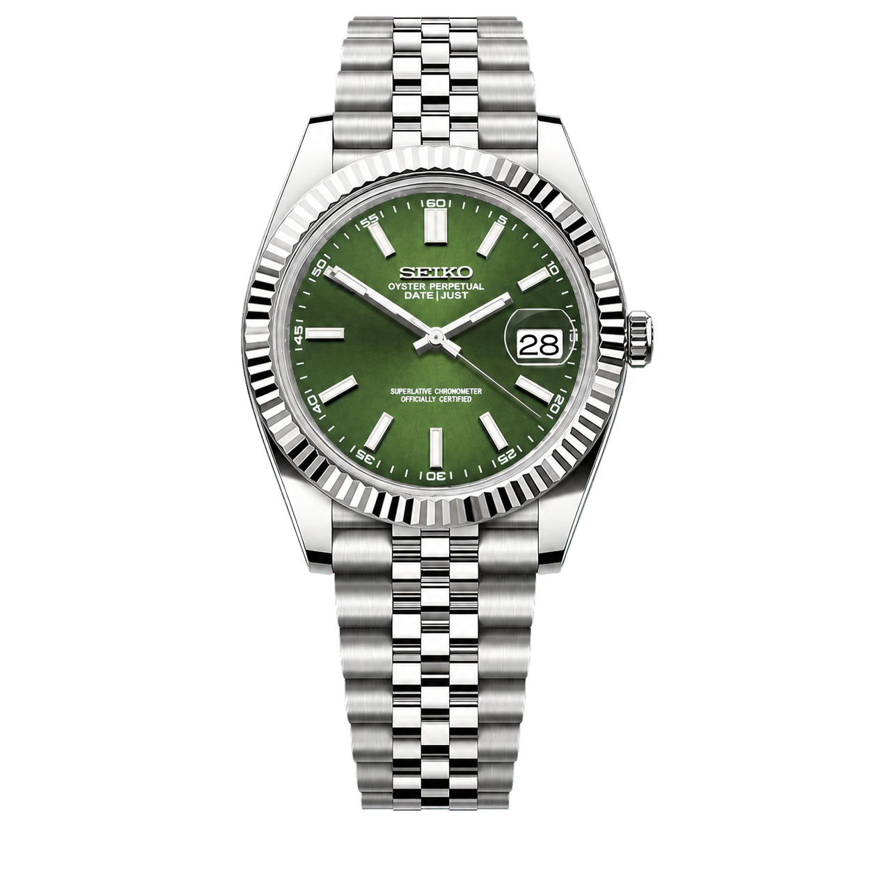 Seiko Mod Datejust - Dark Green Sunburst Dial watch