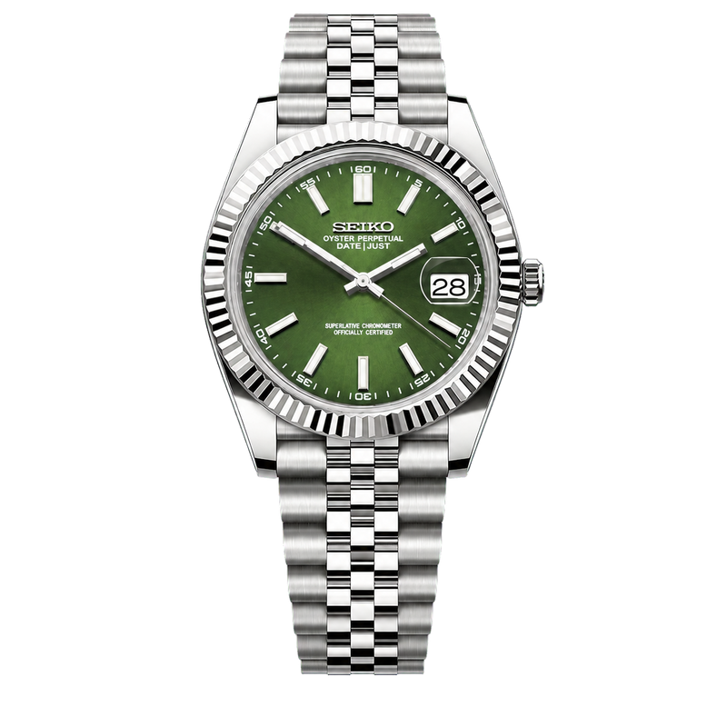 Seiko Mod Datejust - Dark Green Sunburst Dial watch