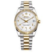 Seiko Mod Datejust – Gold Arabic White Dial (Two-Tone) transparent product view