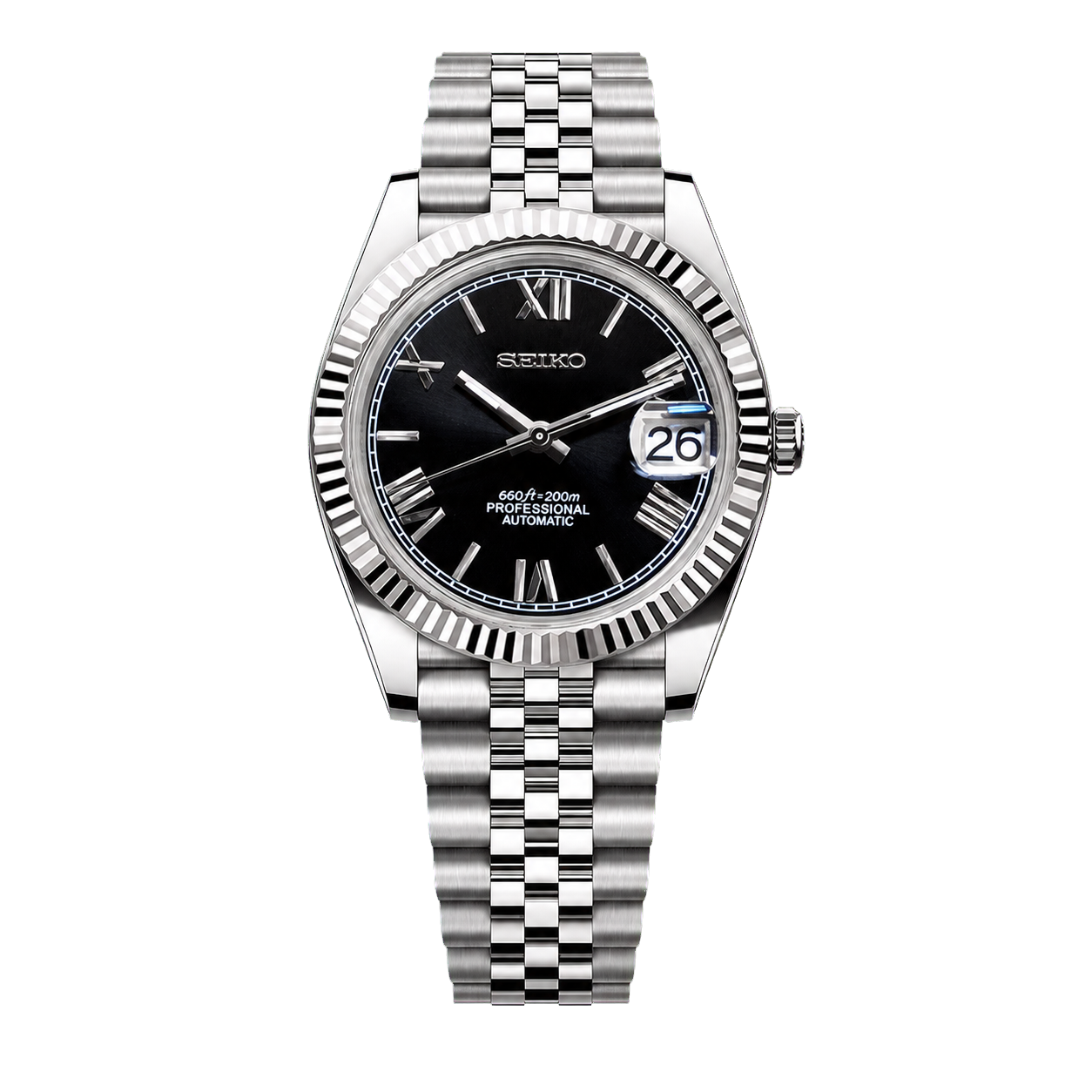 Seiko Mod Datejust - Roman Black watch