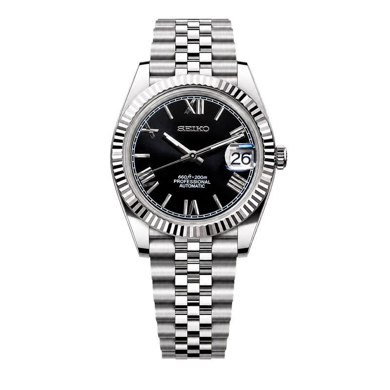 Seiko Mod Datejust - Roman Black watch