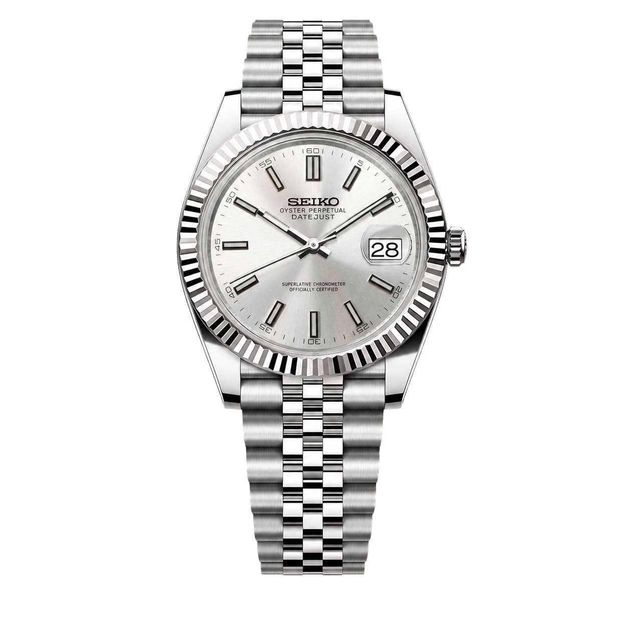 Seiko Mod Datejust - Silver Dial watch