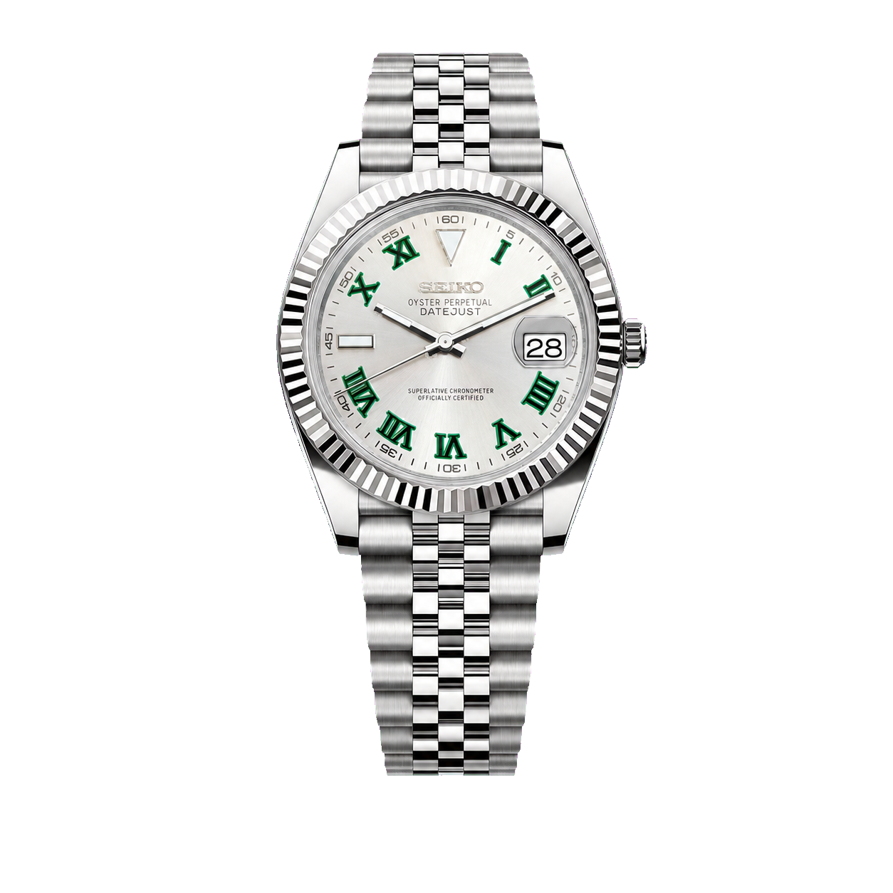 Seiko Mod Datejust - Silver Wimbledon watch
