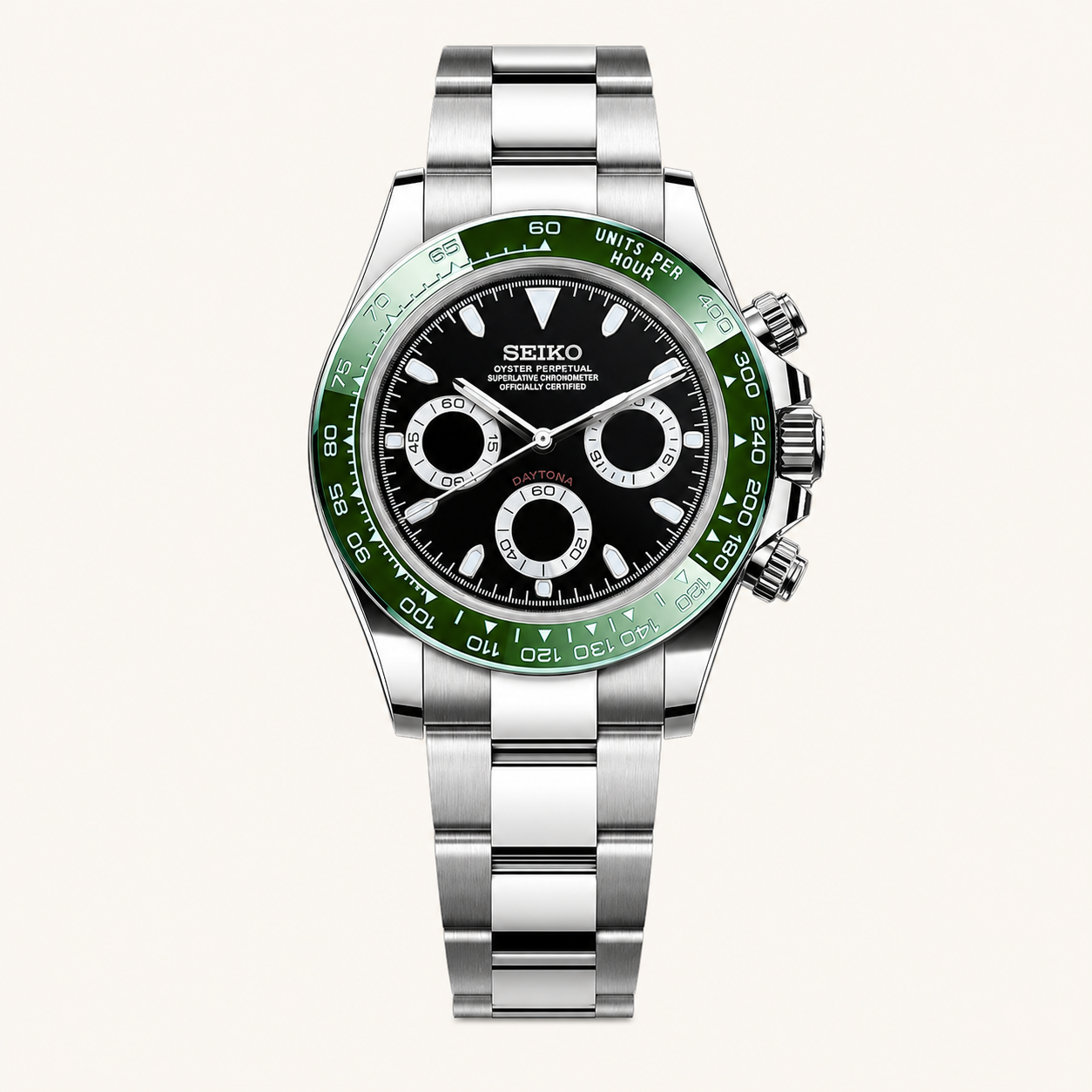Seiko Mod Daytona – Green Apex watch