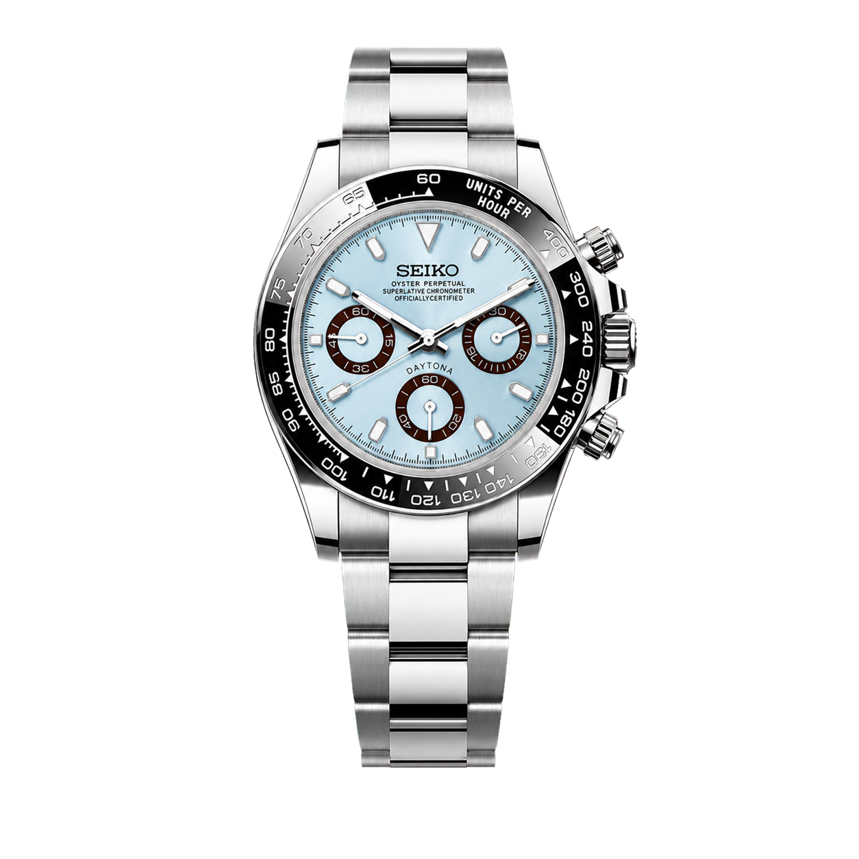 Seiko Mod Daytona - Platinum Black Bezel watch