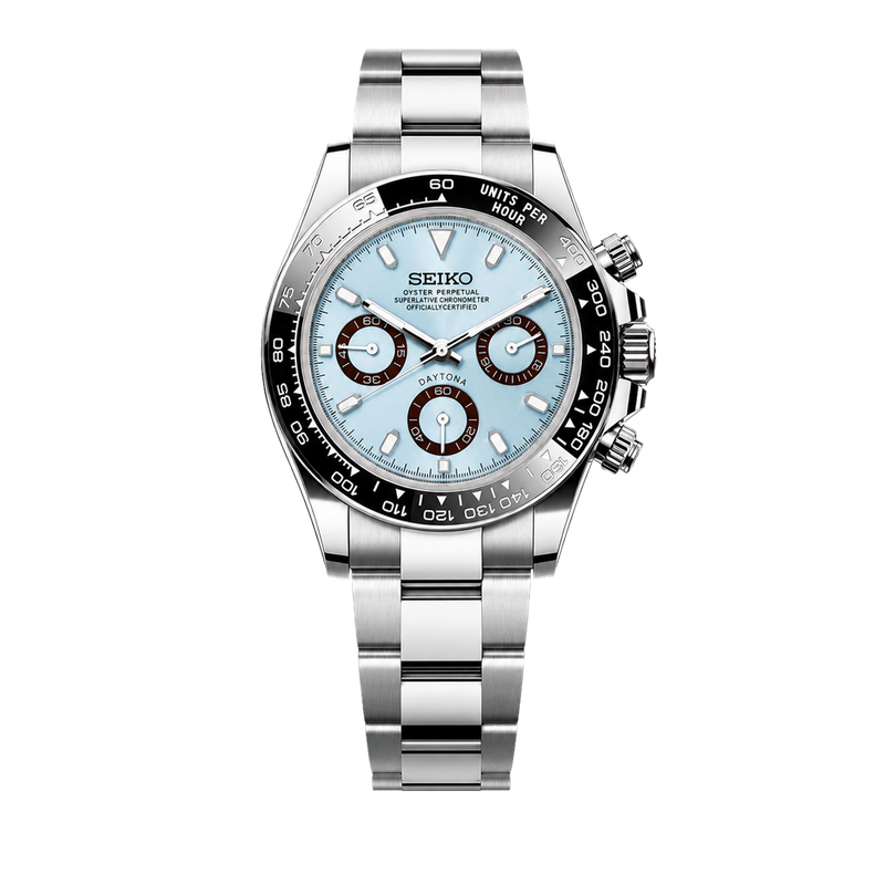 Seiko Mod Daytona - Platinum Black Bezel watch