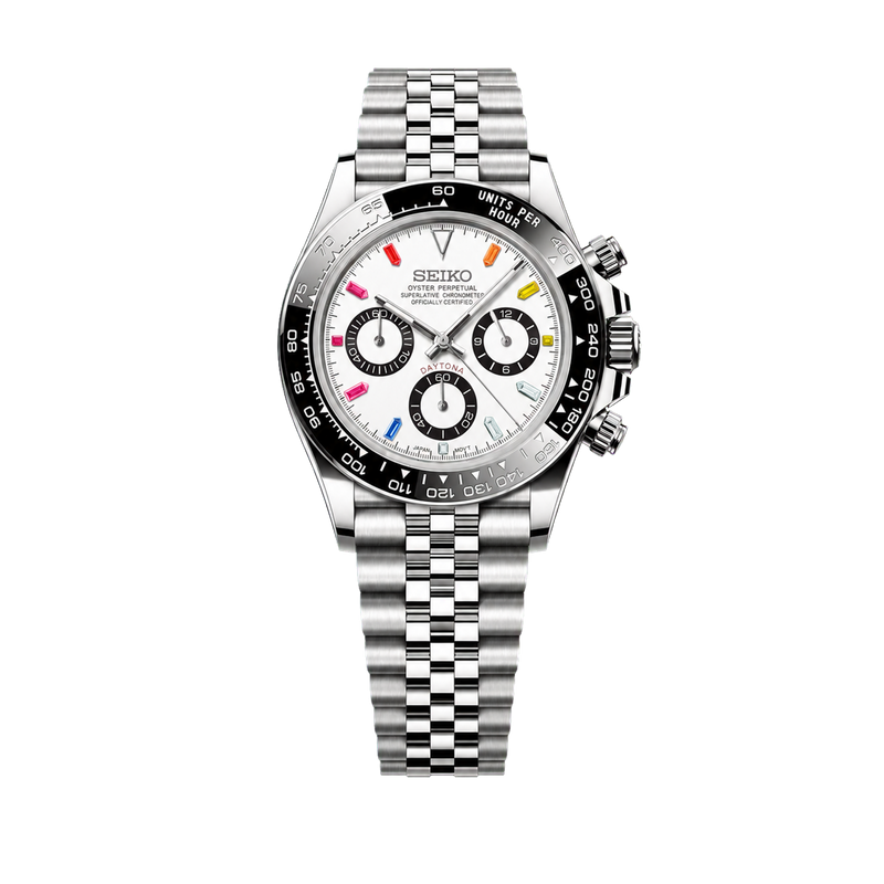 Seiko Mod Daytona - White Rainbow watch