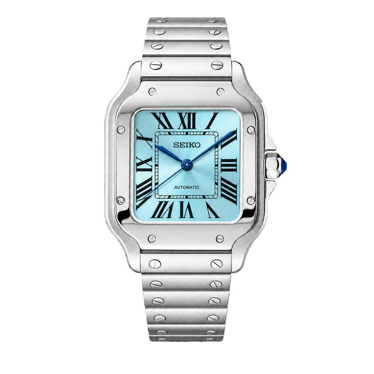 Seiko Mod Santos – Light Blue Dial transparent product view