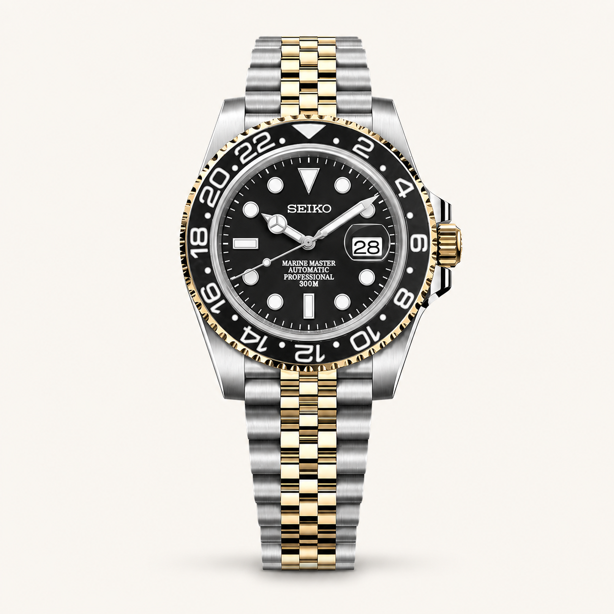 Seiko Mod Submariner 24H – Black Gold 2-Tone watch
