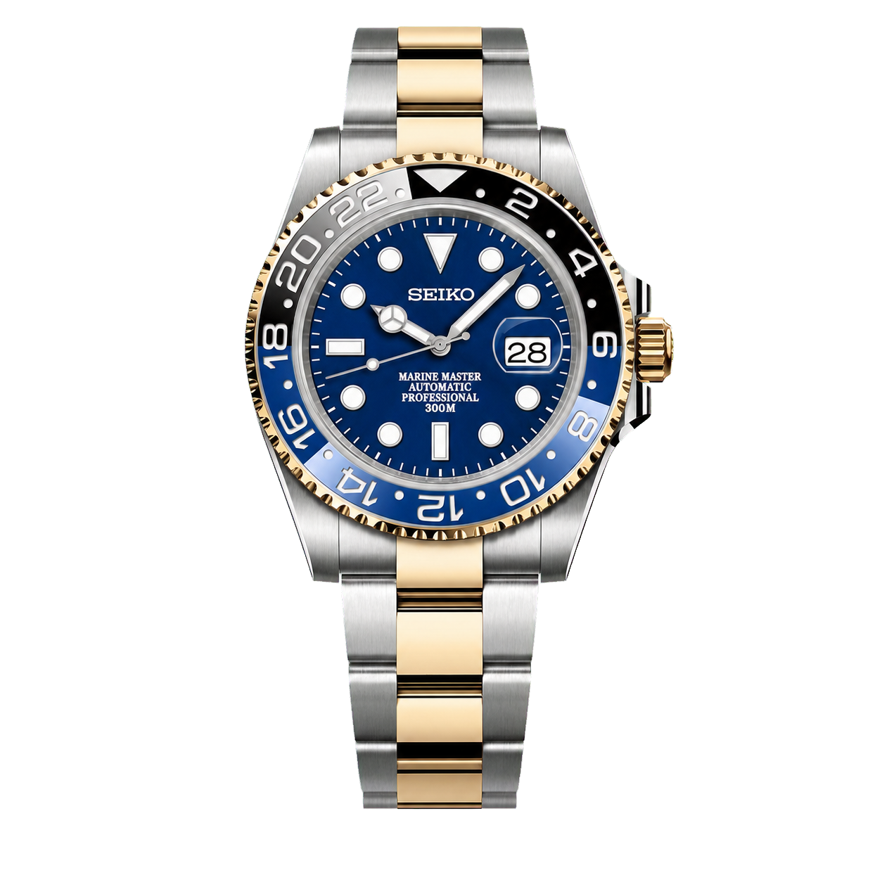 Seiko Mod Submariner 24H - Blue Batman Two-Tone watch