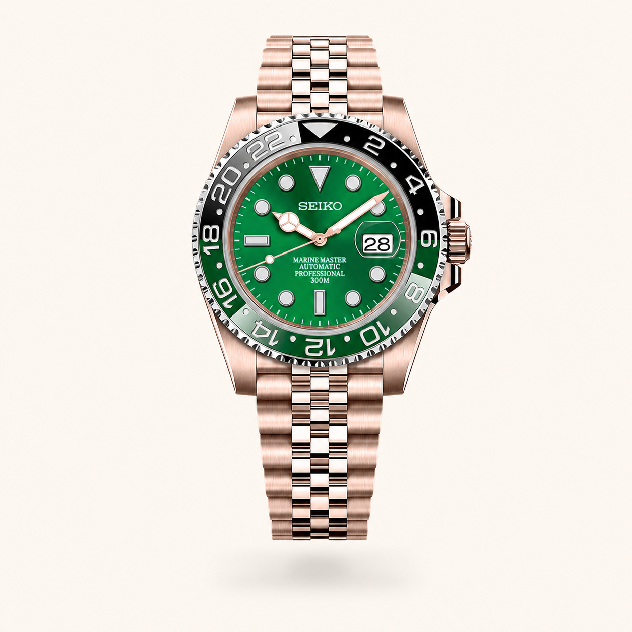 Seiko Mod Submariner 24H – Green Sprite Rose Gold watch