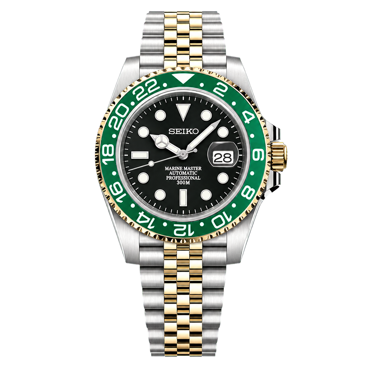 Seiko Mod Submariner 24H - Kermit Two-Tone watch