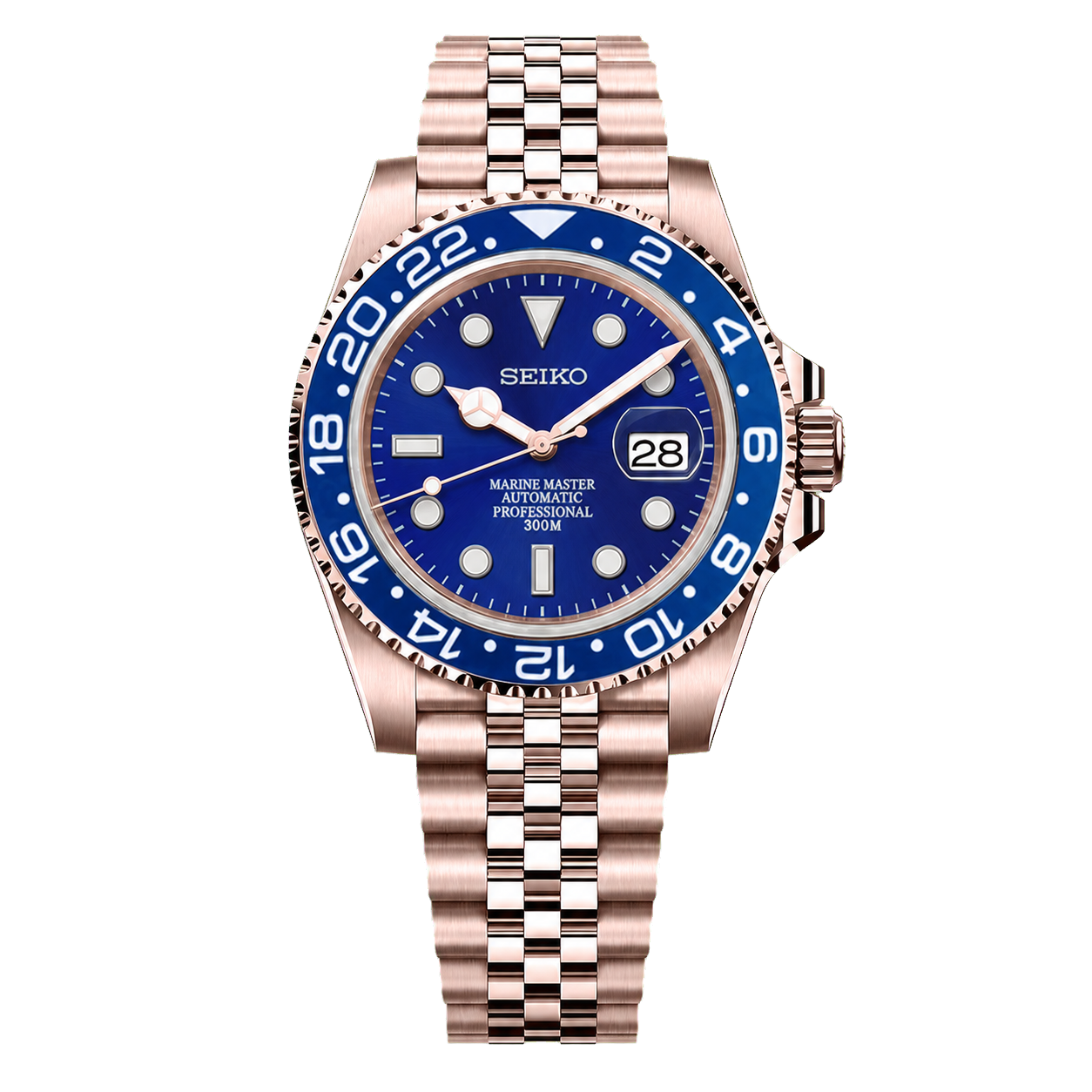 Seiko Mod Submariner 24H - Smurf Rose Gold watch