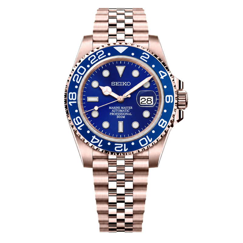 Seiko Mod Submariner 24H - Smurf Rose Gold watch