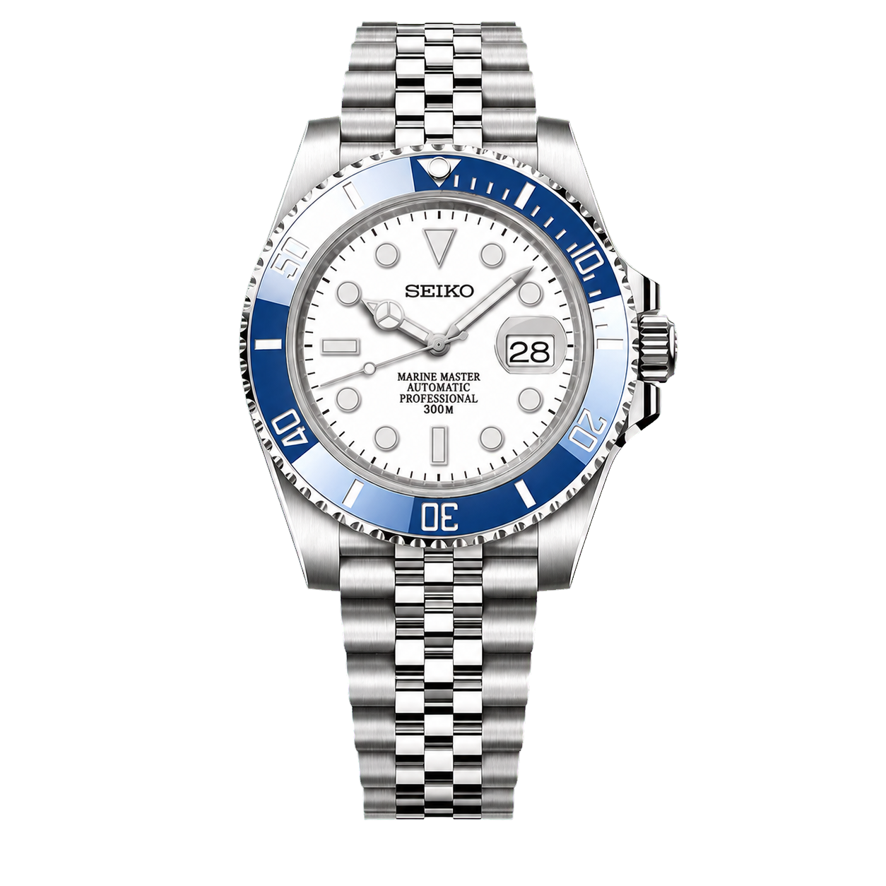 Seiko Mod Submariner Diver - Bright Classic Blue watch