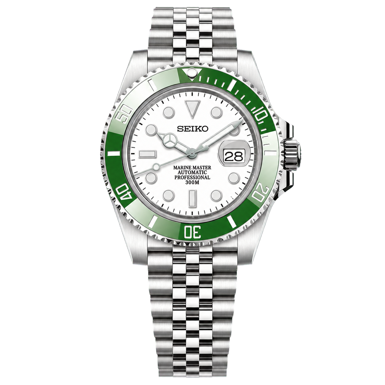 Seiko Mod Submariner Diver - Bright Classic Green watch