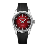 Seiko Mod Presage Crimson Sunburst red dial rubber strap watch