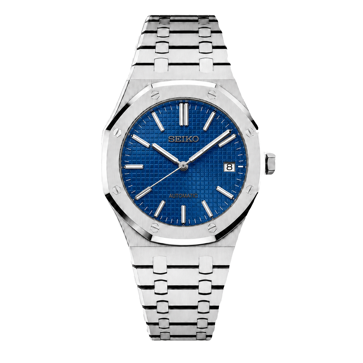 Seiko Mod Royal Oak – Blue Tapisserie Dial transparent product view