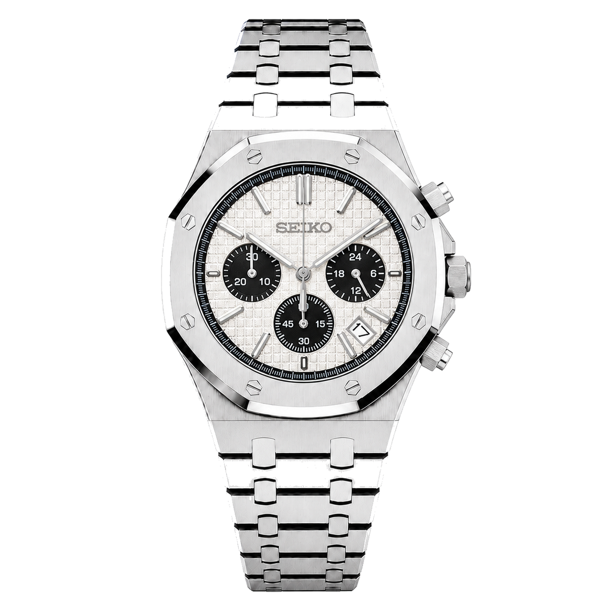 Seiko Mod Royal Oak Chronograph Panda Dial transparent product view