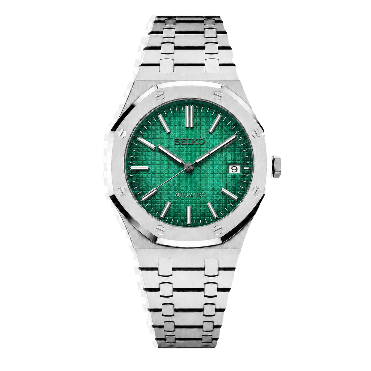 Seiko Mod Royal Oak - Green Tapisserie Dial transparent product view