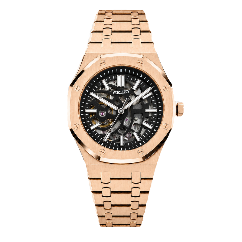 Seiko Mod Royal Oak Skeleton – Rose Gold transparent product view