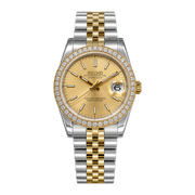 Seiko Mod Datejust – Gold Dial Diamond Bezel (Two-Tone) transparent product view