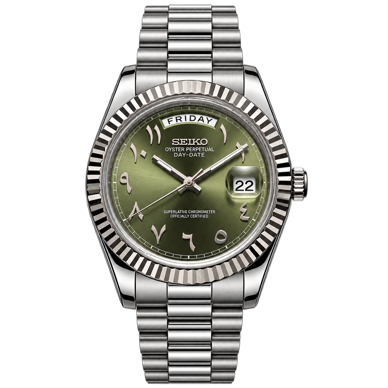 Seiko Mod Day-Date – Olive Arabic Dial transparent product view