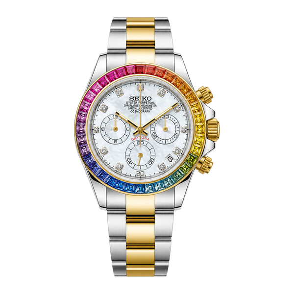 Seiko Mod Daytona – Rainbow Mother of Pearl Dial (Two-Tone)