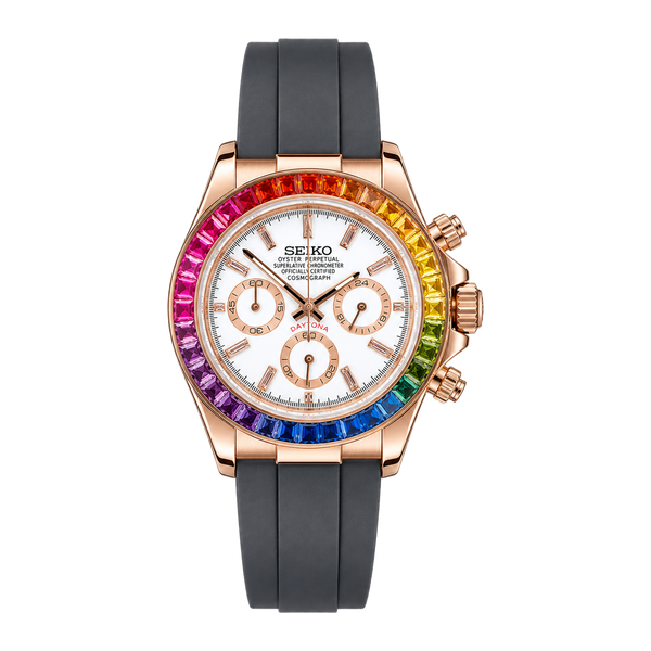Seiko Mod Daytona – Rainbow White Dial (Rose Gold)