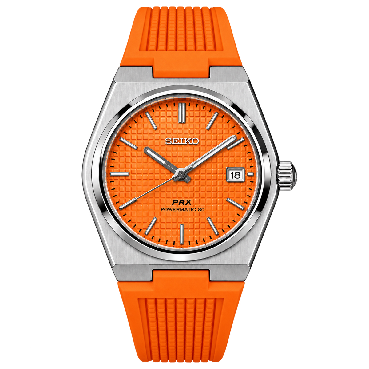 Seiko Mod PRX – Orange Rubber transparent product view