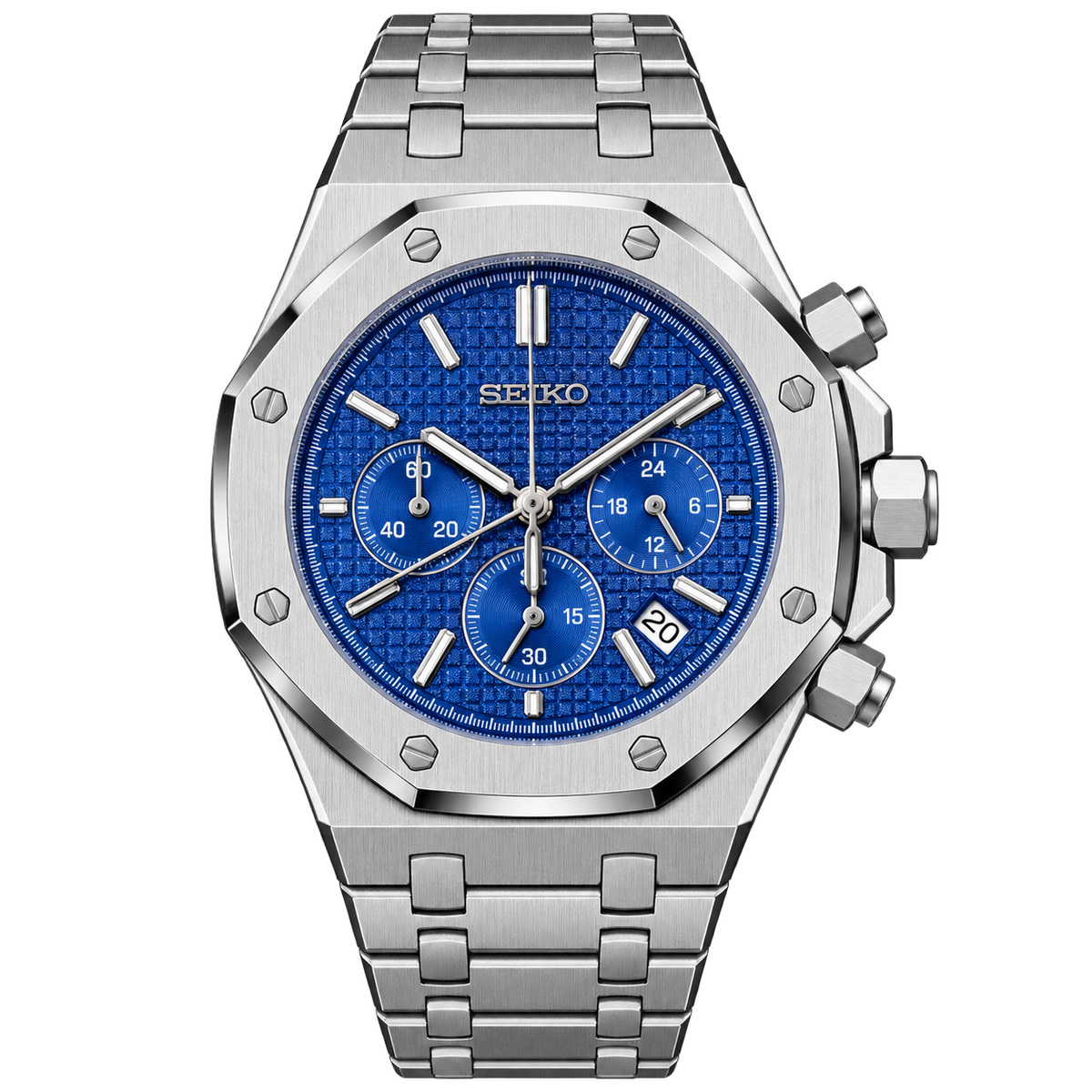 Seiko Mod Royal Oak Chronograph – Blue Dial transparent product view