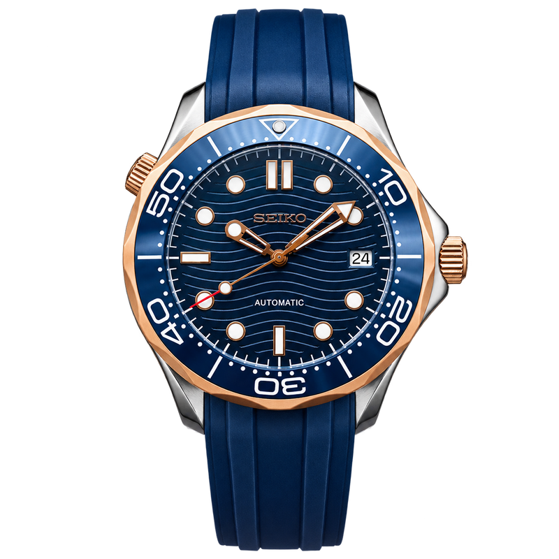 Seiko Mod Seamaster Diver – Rose Gold & Blue transparent product view