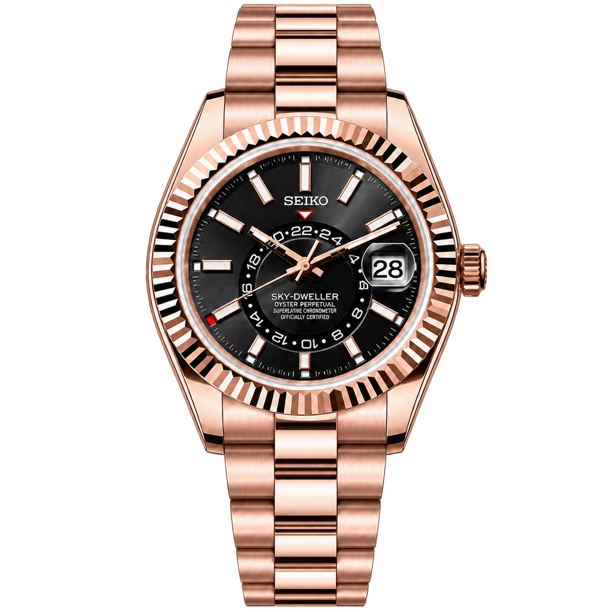 Seiko Mod Sky-Dweller – Rose Gold Black Dial transparent product view
