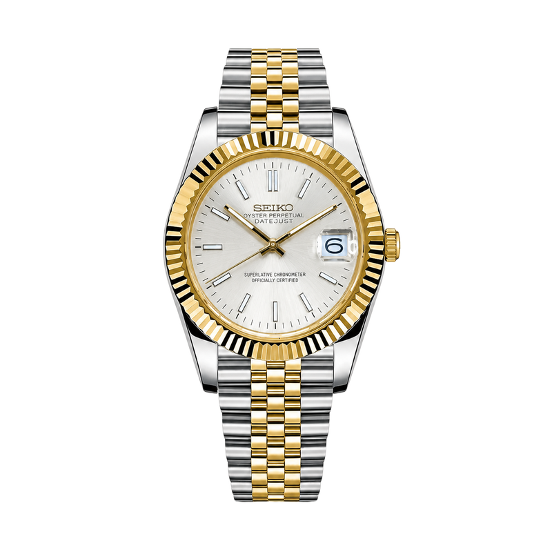 Seiko Mod Datejust – Classic White Dial (Two-Tone Gold) watch