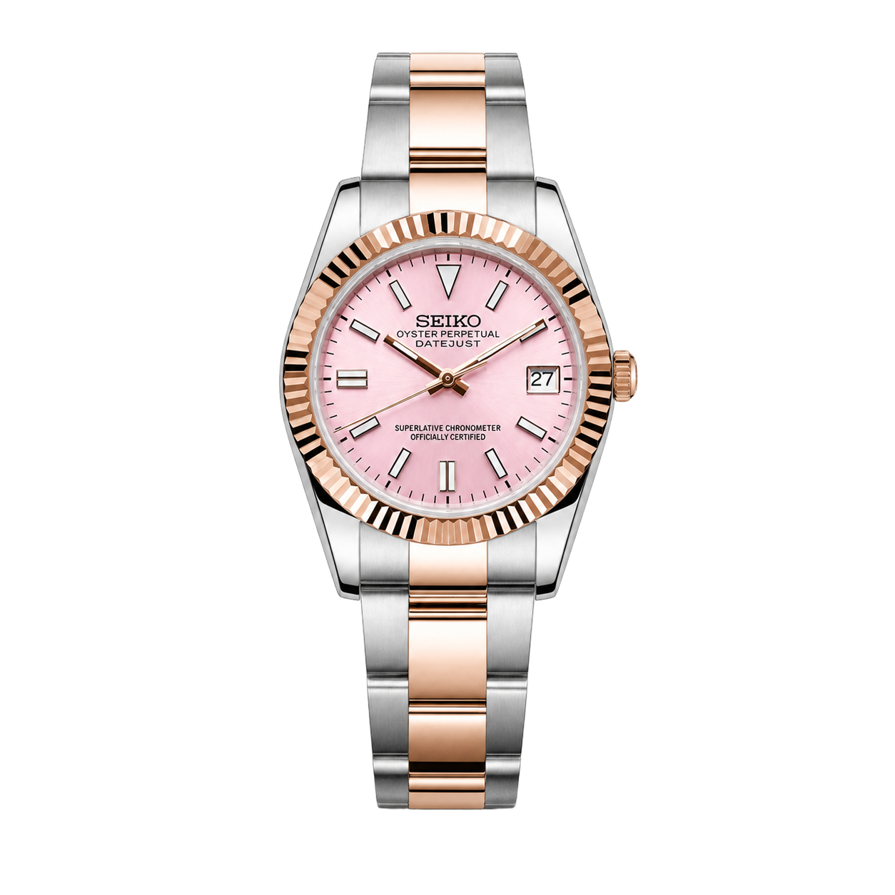 Seiko Mod Datejust – Baby Pink Two Tone watch
