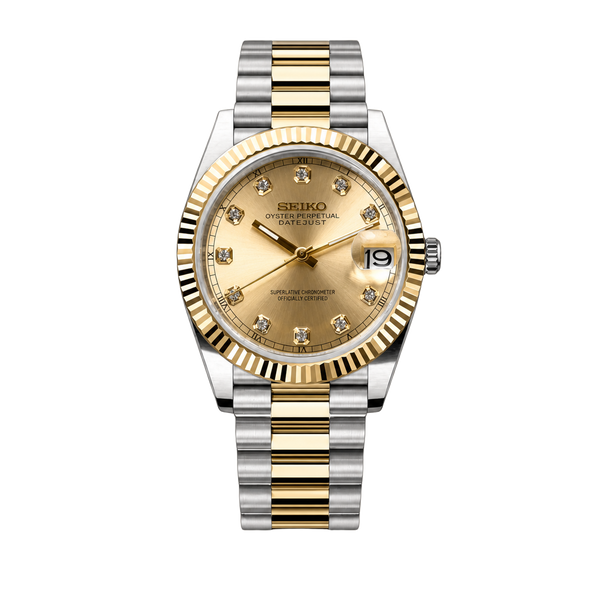 Seiko Mod Datejust – Cadran Diamant Or (Bicolore)
