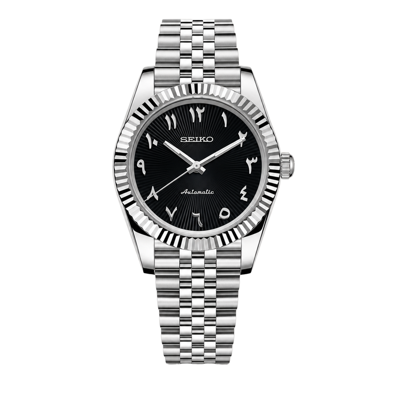 Seiko Mod Datejust - Black Sunburst Arabic Dial watch
