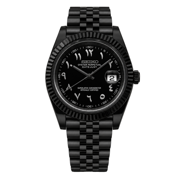 Seiko Mod Datejust – Cadran arabe noir (entièrement noir)
