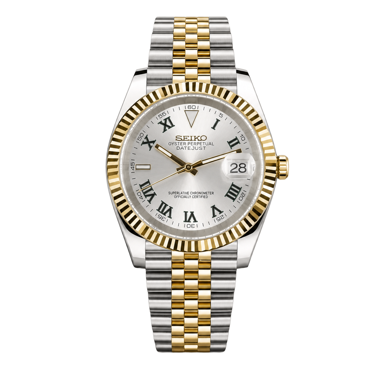 Seiko Mod Datejust – Two-Tone Wimbledon Roman Dial watch