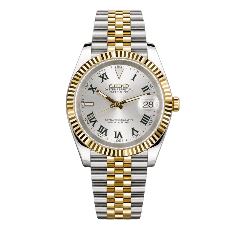 Seiko Mod Datejust – Two-Tone Wimbledon Roman Dial watch