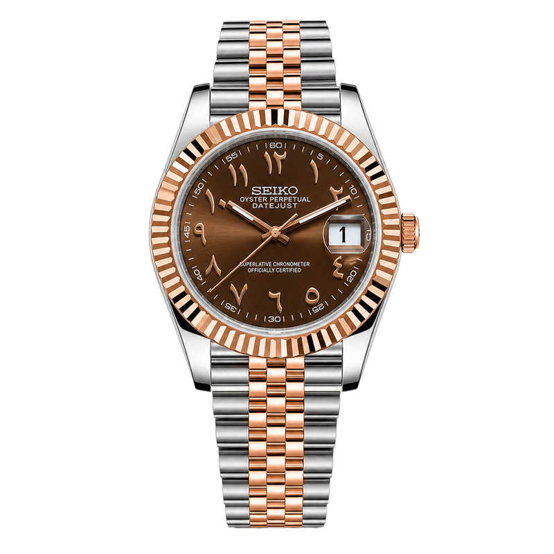 Seiko Mod Datejust – Chocolate Dial (Two-Tone Rose Gold) watch