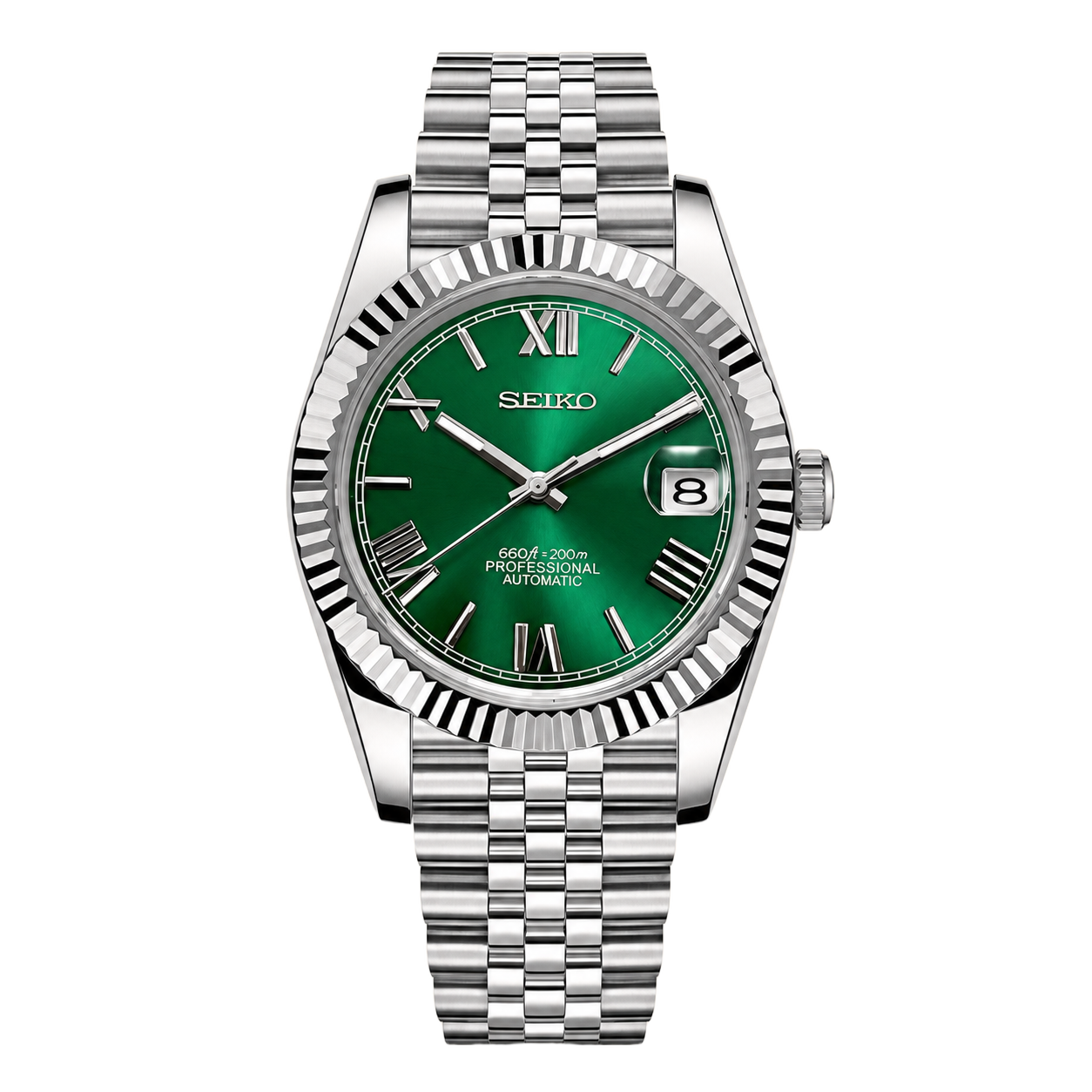 Seiko Mod Datejust – Green Roman Dial watch