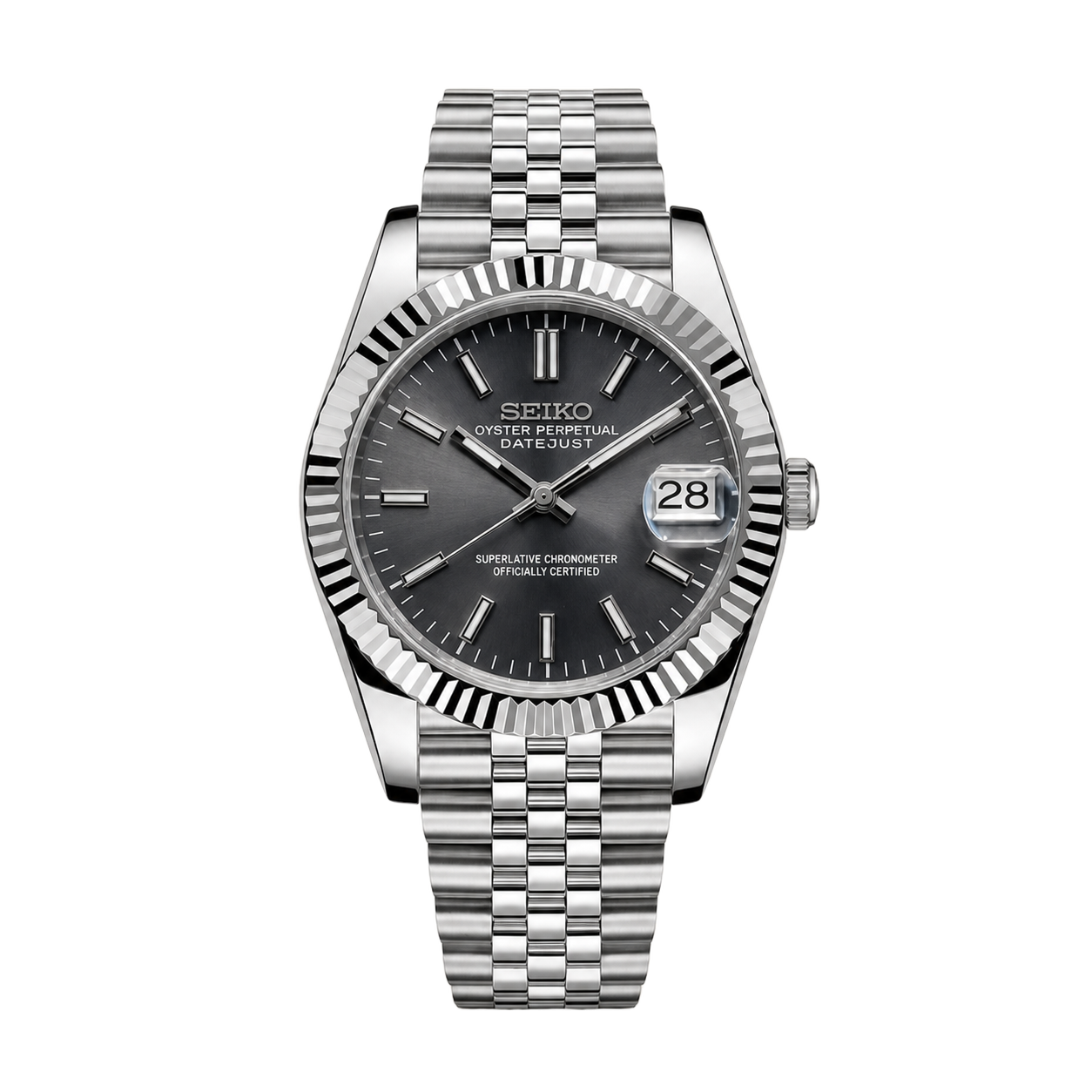 Seiko Mod Datejust – Rhodium Dial watch