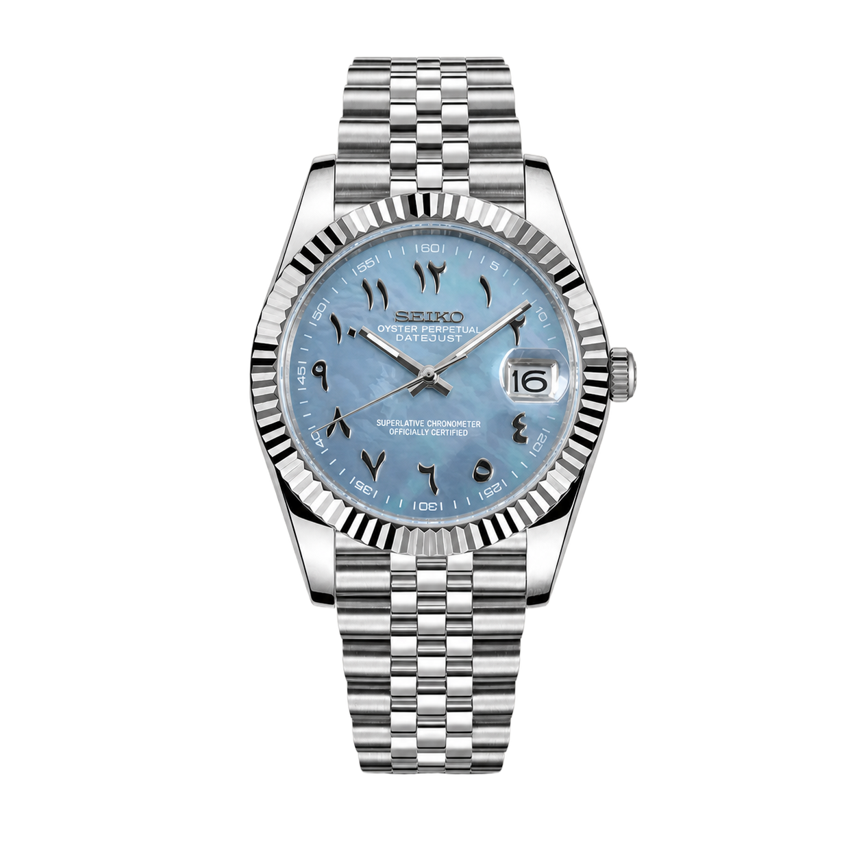 Seiko Mod Datejust – Ice Blue Arabic Dial watch