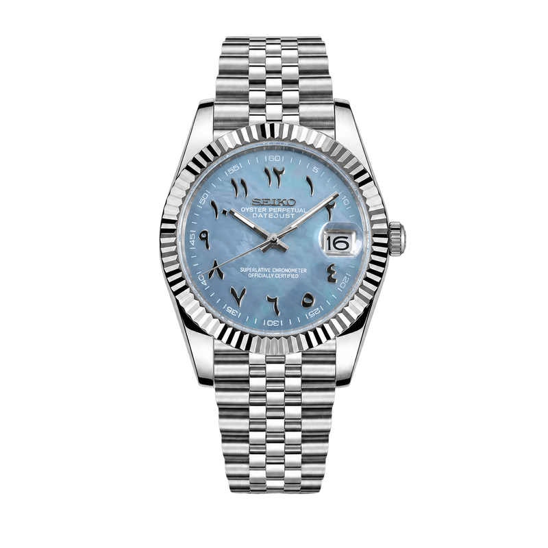 Seiko Mod Datejust – Ice Blue Arabic Dial watch
